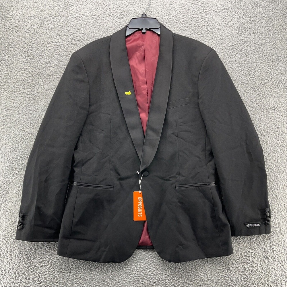 OppoSuits Black Blazer with Burgundy Lining